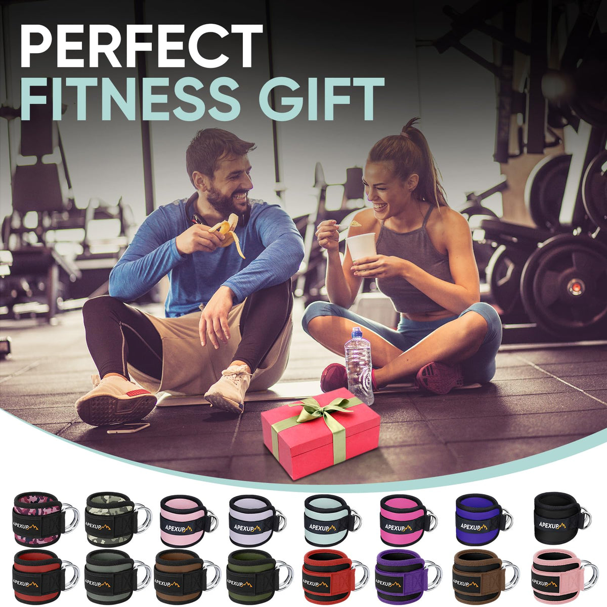 APEXUP Ankle Strap for Cable Machine, Ankle Resistance Bands, Cable Kick Back Straps for Gym, Glute Workouts, Leg Extensions, Adjustable Straps with Neoprene Padding (Single, Black+Red)