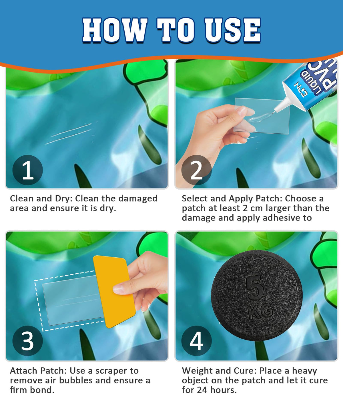 EPN Air Mattress Patch Kit, Waterproof Vinyl Pool Liner Repair Kit, 80 mL