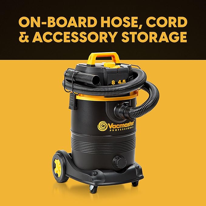 Vacmaster Professional VDK811PW 0201 8 Gallon 4.5 Peak HP Wet/Dry Vac with Self-Cleaning Filter System, 8 Gal, Black