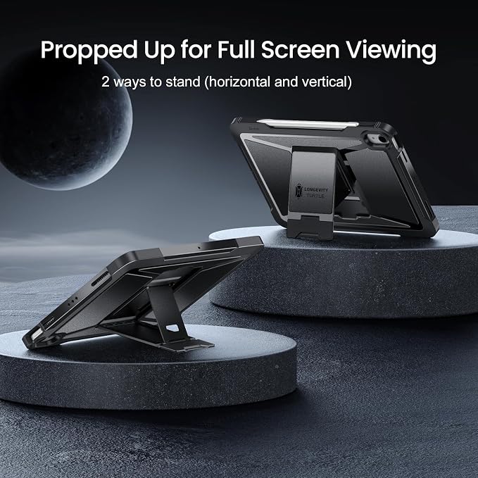 ZtotopCases for iPad Air 11 Inch M4/M3/M2 (2026/2025/2024) iPad Air 5th/4th Generation 10.9 Inch (2022/2020) Built-in Screen Protector Shockproof Cover+ Kickstand - Black