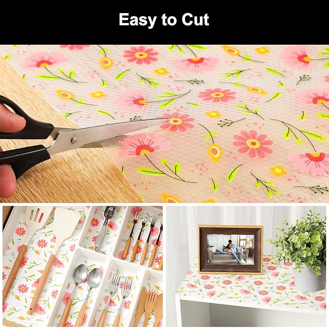 Cooyes Shelf Liner – Premium Non-Adhesive Cabinet & Drawer Liner for Kitchen – Waterproof Shelf Paper with Modern Pattern – Durable EVA Cabinet Mat – Easy to Cut （24" W x 120" L）