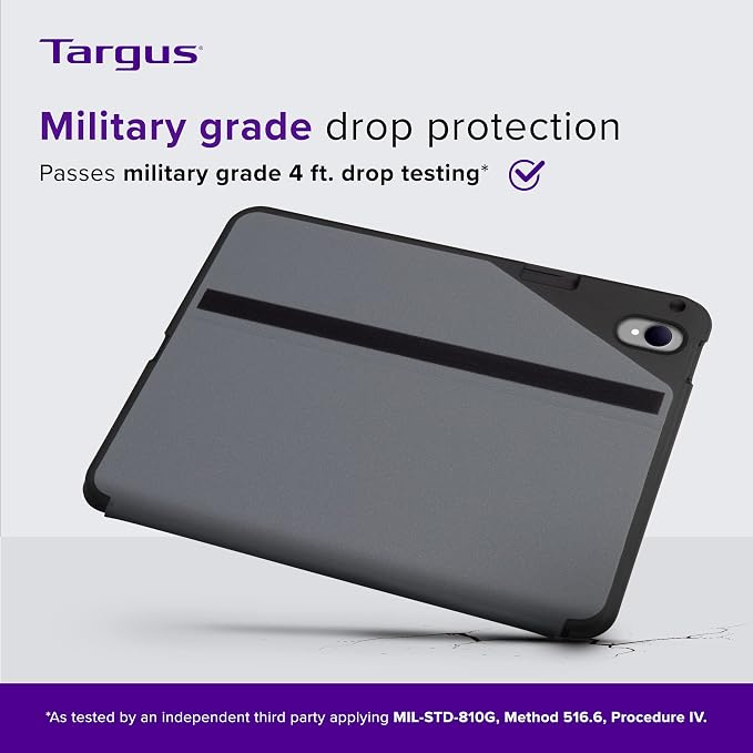 Targus VersaVu iPad 10th Generation Case 2022 iPad 10.9 Inch Case 10 Case 360 Degree Rotating Military Grade Drop Protection Cover for 10.9â€ 10th Gen 2022 Magnetic Close Black (THZ935GL)