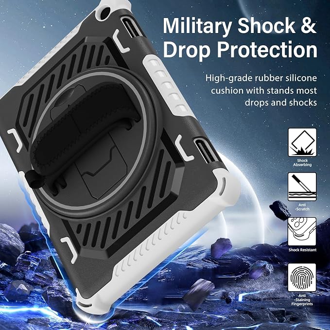 for Flre HD 8 &amp 8 Plus Case 12th/10th Generation | (2024/2022/2020 Release) with 360 Kickstand Hand Strap for Kids