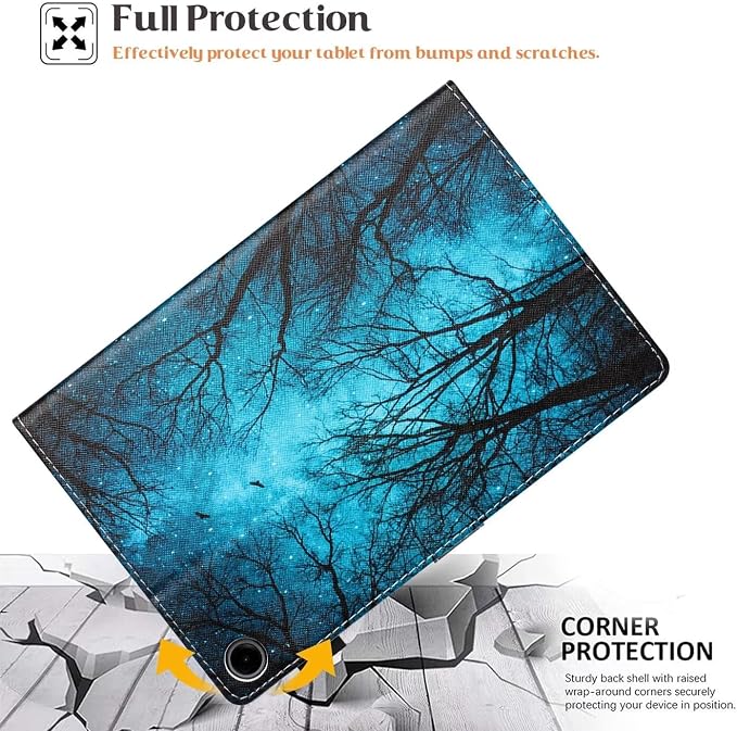 Case for Samsung Galaxy Tab A9 8.7 Inch 2023 (SM-X110/X115/X117) Suede Embossed Flower Flip Stand Protective Shell with Pen Holder &amp Card Slot No Smart Auto Wake/Sleep Function Brown
