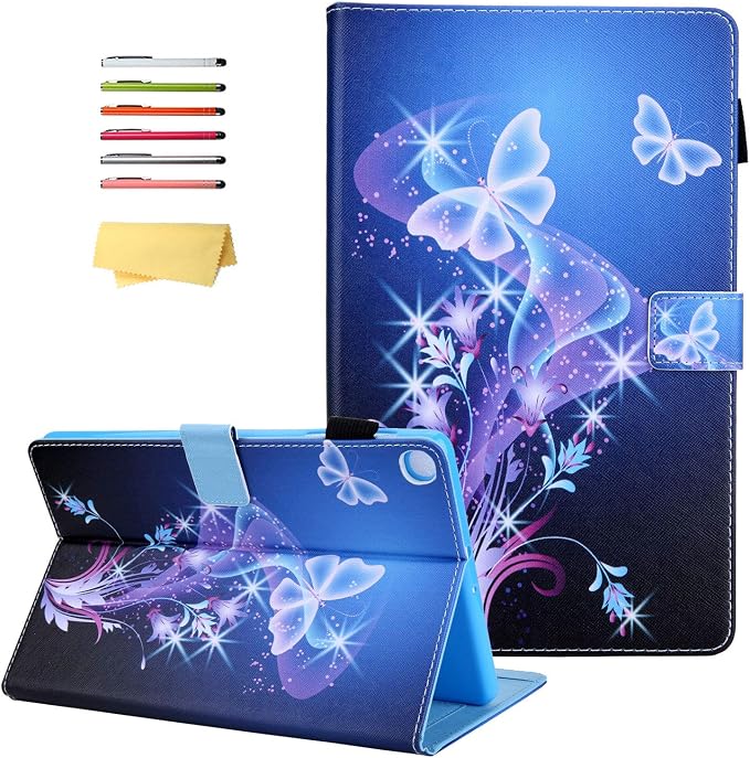 for Galaxy Tab A 8.4 Case 2020 Model (SM-T307/T307U) with Pencil Holder Pockets Multi-Angle Viewing Folio Stand PU Leather Shockproof TPU Cover for Samsung Tab A 8.4 T307 Black Rose Flower