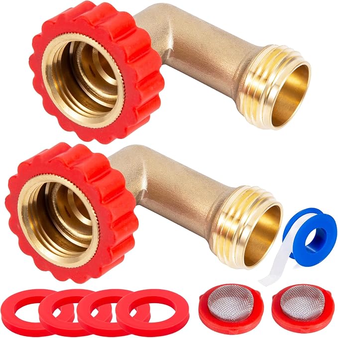 Lead-Free Brass 90 Degree Hose Saver, 90°Hose Elbow Fitting Quick Swivel