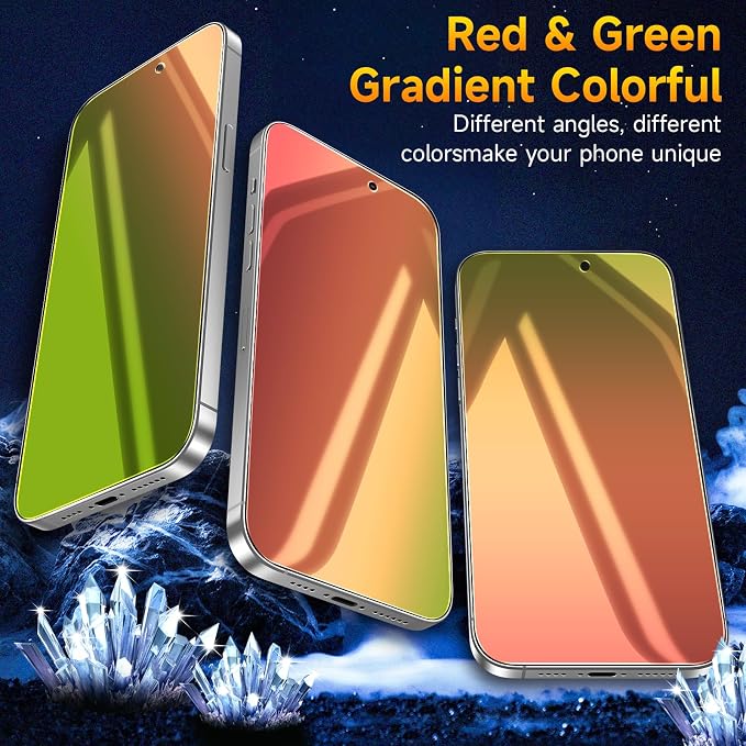 (2 Pack Compatible with iPhone 14 Pro Max Privacy Screen Protector Mirror 25 Degree Anti Spy Anti-Blue Light Red to Green Gradient with Easy Installation Kit No Air Bubbles