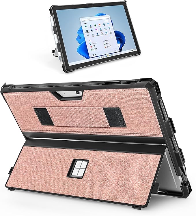 Case for 12.3 Microsoft Surface Pro 7+/7/6/5/4 Protective Rugged Cover Case with Surface Pen Holder and Hand Strap Compatible with Surface Pro Type Cover Keyboard (Black)