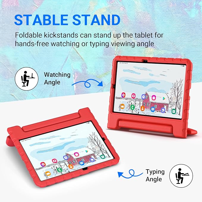 Kids Case for Samsung Galaxy Tab S6 Lite 10.4 Inch with S Pen Holder Black | Fits 2024/2020/2022 Released Shockproof EVA Lightweight Foldable Handle Stand Washable Kids-Friendly