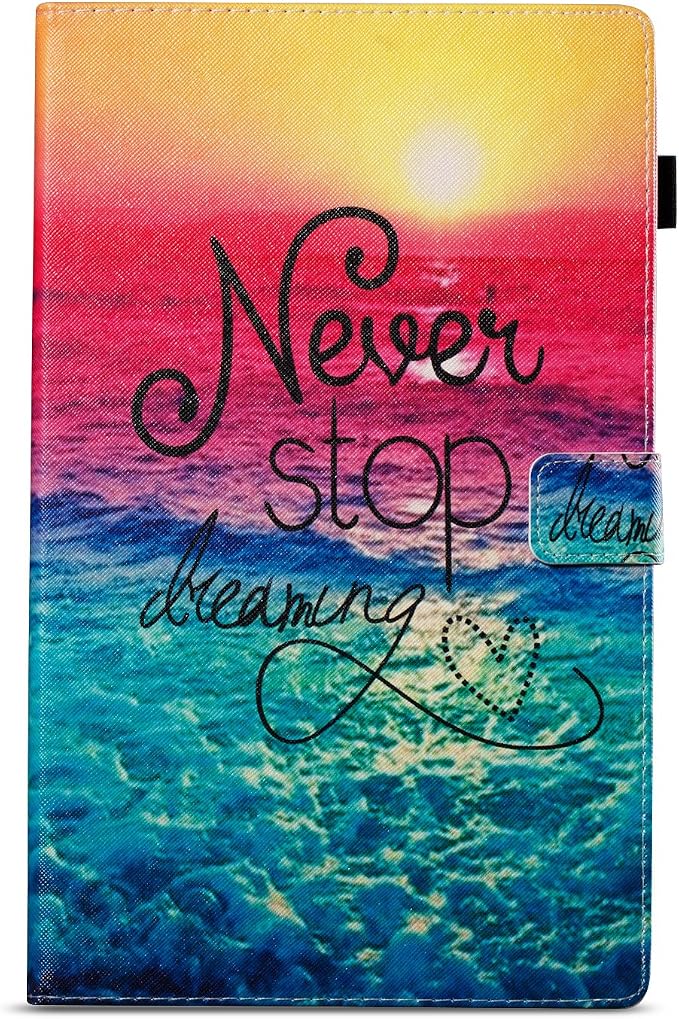 All-New Fire HD 10 2017 Case MonsDirect Slim Leather Kickstand Cover Case with Auto Wake Sleep for All-New Fire HD 10 Tablet 10.1 Inch (7th Generation 2017 Release)01 Never Stop Dreaming