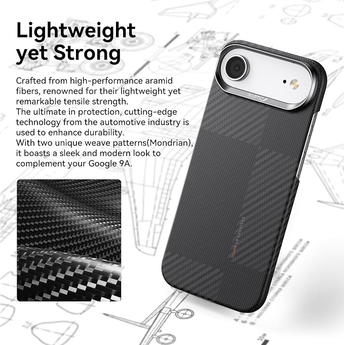 RAPTIC Aramid Fiber Case for iPhone 16 Pro Compatible with MagSafe Non-Slip &amp Slim 600D Aramid Fiber [Military Grade Drop Tested] Anti-Scratch Shockproof Protective Case 6.3 inch Black