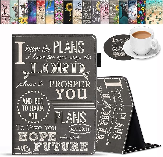 Case for All-New Amazon Kindle Fire HD 8/Fire HD 8 Plus Tablet (12th/10th Generation 2022/2020 Release) - Premium PU Leather Cover with Auto Sleep Wake Bible Verse Jeremiah 29:11