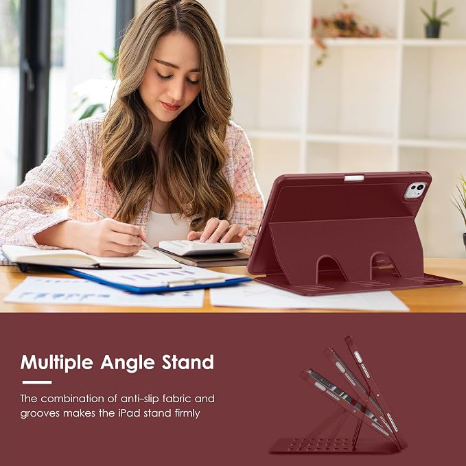 VIKESI Case for iPad Pro 11 inch (M5/M4) 2025/2024Multiple Angles Magnetic Stand CoverShockproof BackPencil Holderand Auto Sleep/WakeBlack