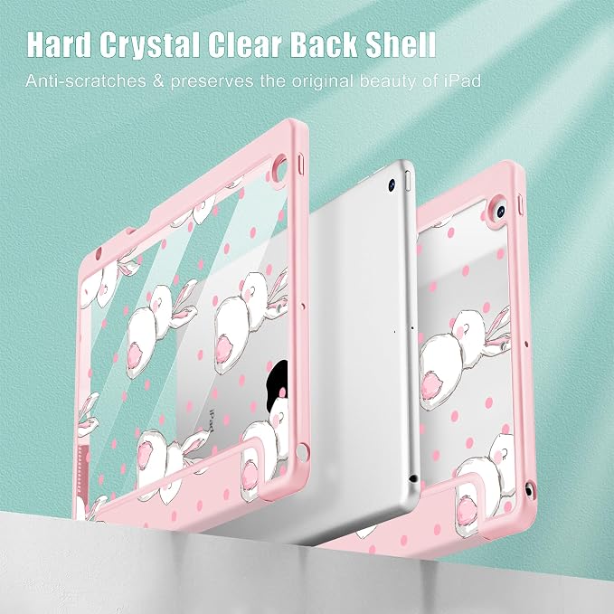 May Chen for iPad 9th Generation with Pencil Holder iPad 8th/7th Gen Case 10.2-inch [Penceil Holder] Trifold Stand Auto Wake/Sleep Clear TPU Protection Back Cover Ballet Shoes