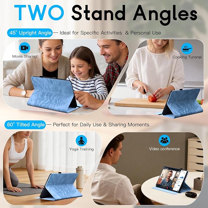 Galaxy Tab S10 Lite / S10 FE / S9 FE Case(10.9 Inch) Frozen Lake Premium Leather with Soft-Touch Feel Built-in Card Slots Adjustable Kickstand Slim and Lightweight ICY Blue