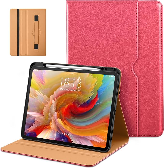 DTTO for iPad Pro 13 Inch Case (M5) 2025 / (M4) 2024 Brown | Premium Leather Business Cover with Pencil Holder Hand Strap &amp Pocket Corner Protection Auto Sleep/Wake Multiple Angles