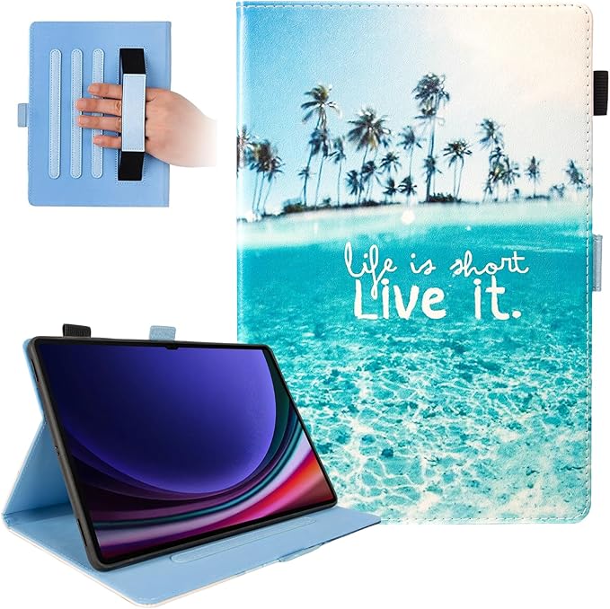 Dteck Wallet Case for Galaxy Tab S10+/S9+/S7 FE/S8+/S7 Plus 12.4 Tablet Premium PU Leather Folding Stand Auto Wake/Sleep Pen Holder Case with Hummingbirds