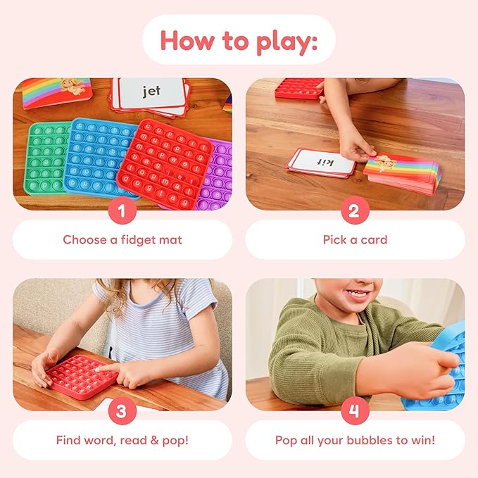 The Fidget Game Word Pop, CVC Words - Learn to Read in Weeks - Multisensory Reading & Phonics Interactive Game Ideal for Pre Kindergarten to 1st Grade (Packaging May Vary)