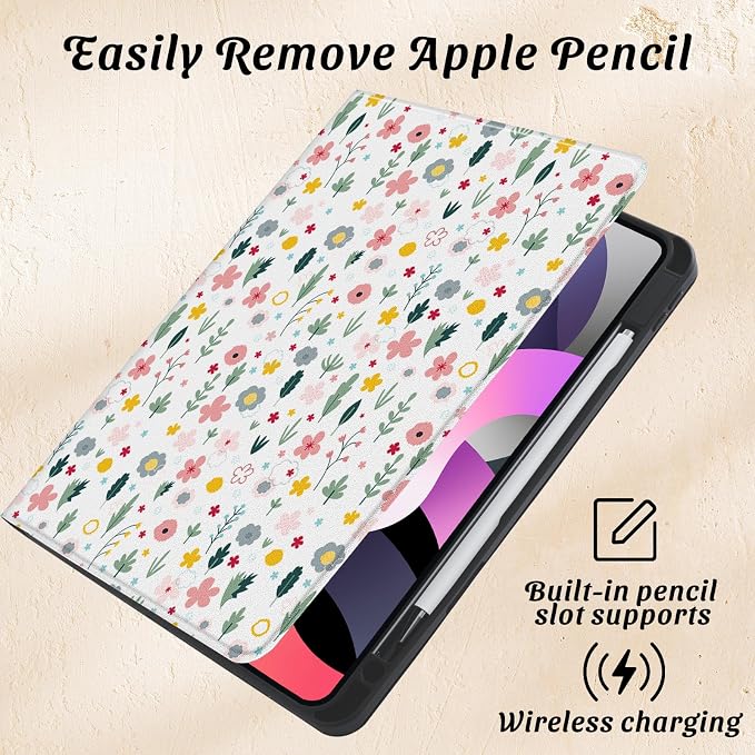 Cute Maple Bear Case for 10.2 iPad 2019/2020/2021(7th/8th/9th Gen) with Pencil Holder Auto Wake/Sleep Leather Soft TPU Back Cover for Women Girls