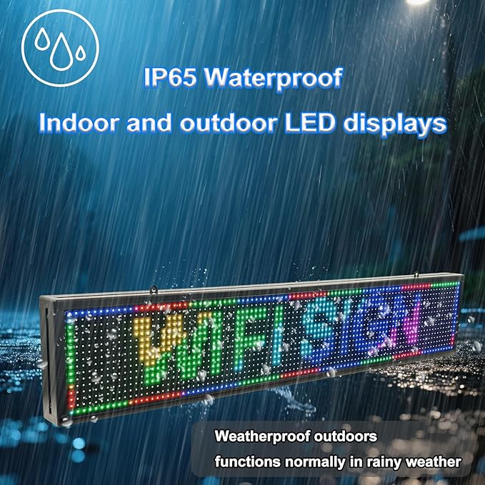 P10 Srolling LED Sign Programmable Outdoor IP65 Waterproof Led Signs, WiFi Control High Brightness Digital LED Sign Dispaly for Business Advertising, Store, Restaurant, Commercial 39”x8”