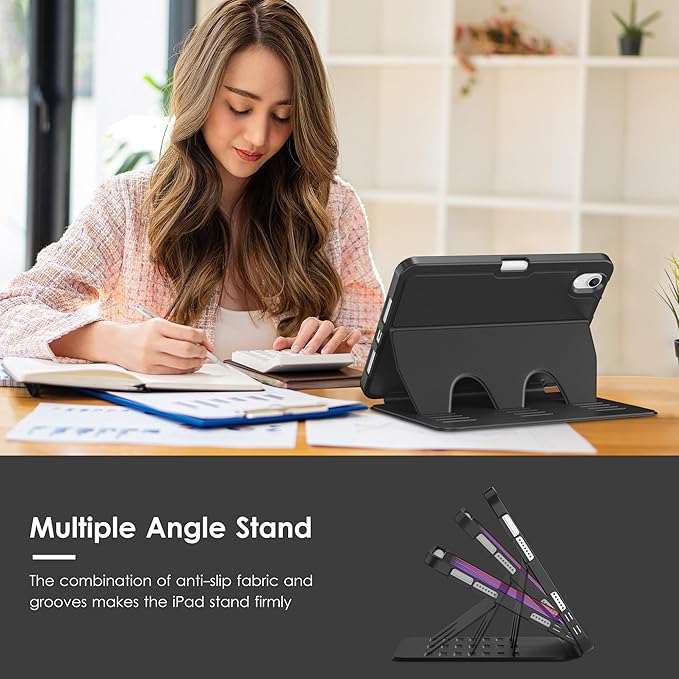 VIKESI Case for iPad mini 7 (A17 Pro) and iPad mini 6Multiple Angles Magnetic Stand CoverShockproof Soft BackPencil Holderand Auto Sleep/WakeBlack