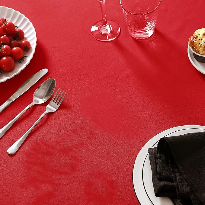 6 Pack Red Tablecloth 90 x 132 Inch Table Cloth for 6 Foot Rectangle Tables, Wrinkle Resistant Washable Polyester Fabric Table Covers for Party, Wedding,Dining,and Banquet