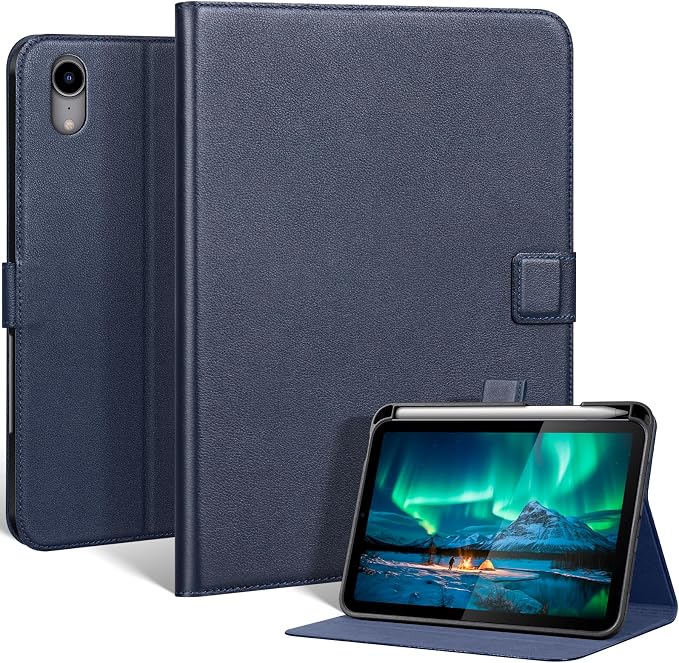 Leather Case for iPad 11th/10th Gen (11/10.9) Black | Genuine Leather Pencil Holder Adjustable Stand Magnetic Closure Auto Wake/Sleep