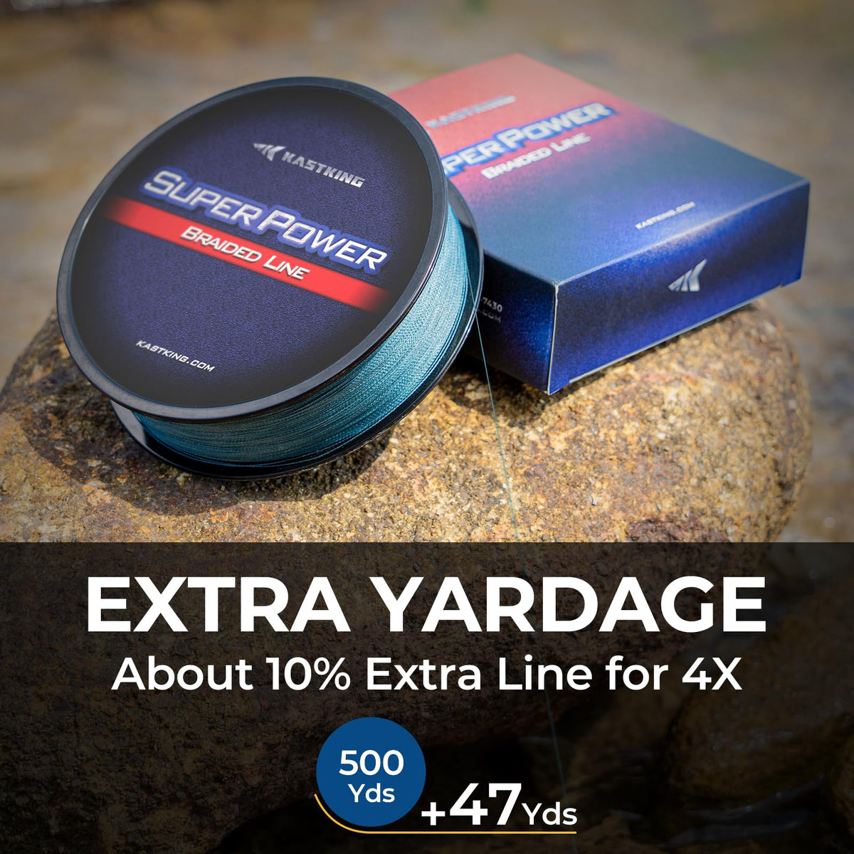 KastKing Superpower Braided Fishing Line, Ocean Blue, 20 LB, 500+47 Yds
