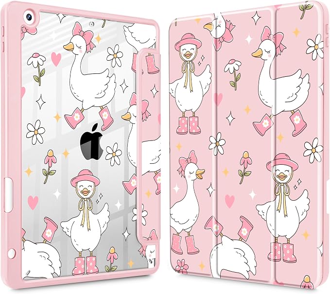May Chen for iPad 9th Generation with Pencil Holder iPad 8th/7th Gen Case 10.2-inch [Penceil Holder] Trifold Stand Auto Wake/Sleep Clear TPU Protection Back Cover Ballet Shoes