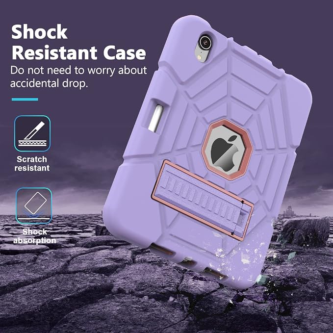 Grifobes Case for iPad mini 7th 2024 (A17 Pro) / Mini 6th Generation 2021 8.3 Heavy Duty Shockproof Cover with Pencil Holder Stand for i Pad Mini 7/6 Gen 8.3 inch Case (Black+Red+Red)