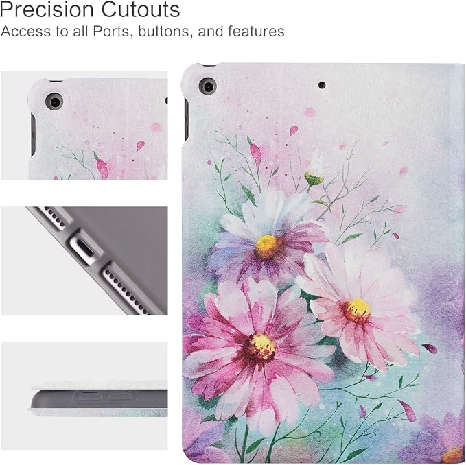 Vimorco for iPad 10.2 Case 9th Generation Cover Flower Cats for iPad 9th/8th/7th Generation Case Slim Soft Rubber Back Adjustable Stand Auto Wake/Sleep Smart Black Cat