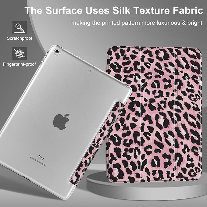 Compatible with iPad 10.2 Inch Case 2021 2020 2019 Smart Lightweight Trifold Stand Hard Plastic Transparent Cover Support Auto Sleep/Wake for iPad 10.2 9th/8th/7th Gen - Bear &amp Cherry
