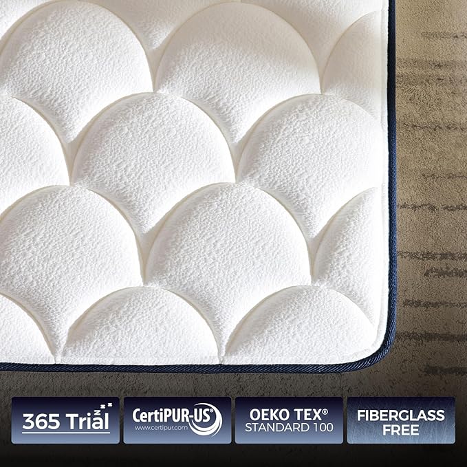 Full Mattress, 12 Inch Full Size Hybrid Mattress in a Box, Medium Firm Memory Foam mattress, with Individual Pocket Springs, Upgrade Zoned Support, Motion Isolation&Pressure Relief, CertiPUR-US