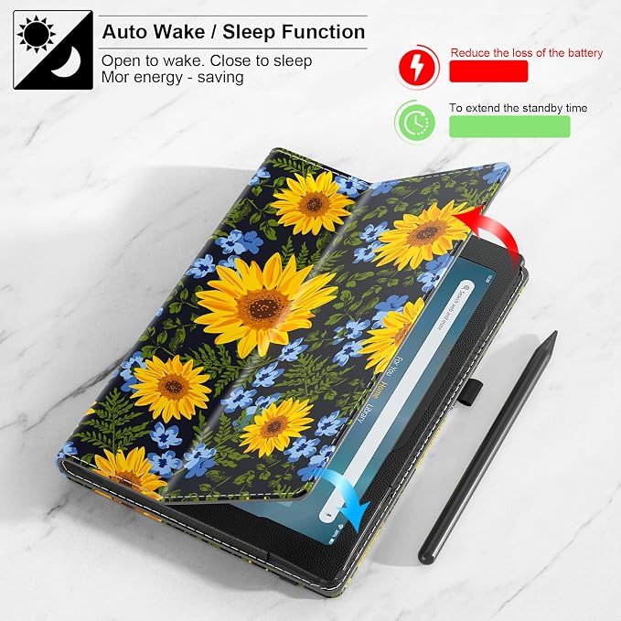 Case for All-New Amazon Fire HD 10 Tablet (13th/11th Generation 2023/2021 Release) 10.1 - Slim Folding Stand Cover with Auto Wake/Sleep Hand Strap &amp Stylus Pen Holder Black Cat