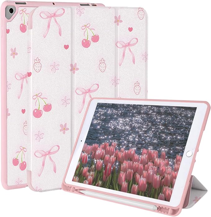 Case for iPad 9th/ 8th/ 7th Generation Case 10.2&amp10.5 Inch (2021/2020/2019 Release) Slim Lightweight Soft Trifold Back Cover with Pencil Holder &amp Auto Sleep/Wake CoverBeige Checkered