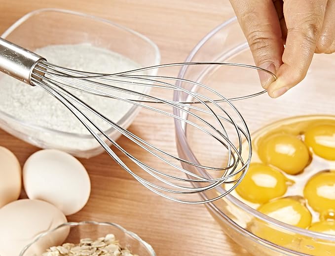 VITASUNHOW 10" Stainless Steel Balloon Whisk for Baking pack of 3