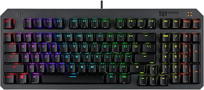 ASUS TUF Gaming K3 Gen II Wired USB Gaming Keyboard – 97-Key Compact Layout, Optical-Mechanical Red (Linear) Switches, PBT Keycaps, Detachable Top Plate, IP57 Waterproofing, PC/Mac Support - Black