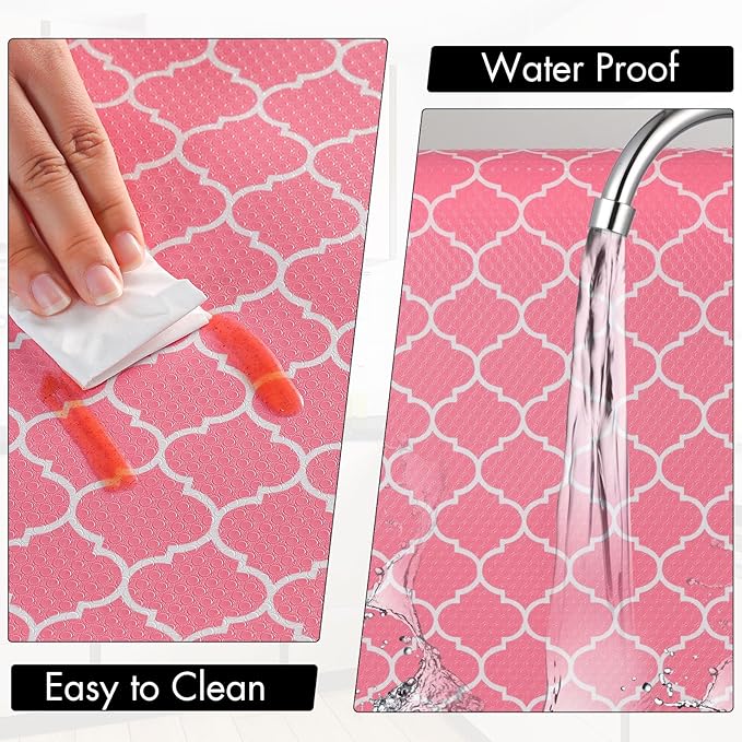Cooyes Shelf Liner, Non Adhesive Drawer and Cabinet Liner, EVA Washable Oil-Proof Shelf Paper for Kitchen Cabinets, Refrigerator, Storage, Desks with Modern Pattern