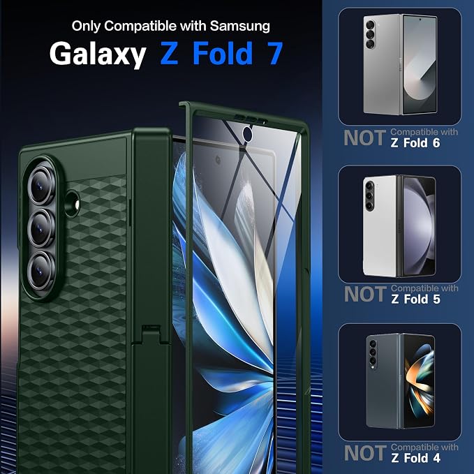 Magnetic for Samsung Galaxy Z Fold 7 Case+Screen Protector | [Hinge Protection] [Kickstand][Compatible with MagSafe] Full Body Protective Phone Case for Galaxy Z Fold 7 Gold