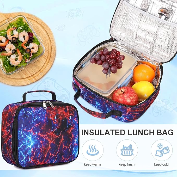Boys Backpack for School, 3PCS Cool Luminous Gamer Backpack for Boys with Lunch Box Pencil Case, Kids Backpacks Bookbag for Teen Boy Elementary Middle High School with USB Charging Port