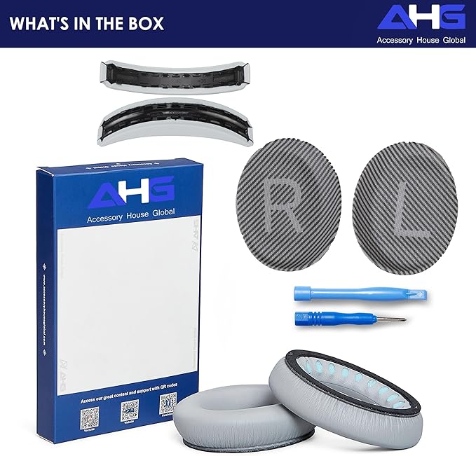 Replacement QC Ear Pad and Headband Pad Kit Cushion. Compatible with Bose QuietComfort (2023) QC45 QC35 QC35 II QC SC QC SE Wireless Noise Cancelling Headphones (Grey)