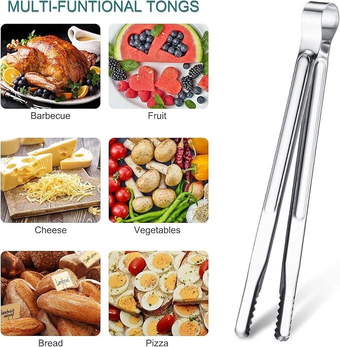 Chengu 3 Pieces Kitchen Tongs Set Stainless Steel for Cooking Grilling