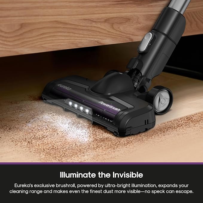 Eureka Cordless Vacuum Cleaner Lightweight, Stick Vacuum Rechargeable for Hardwood, Pet Hair, Black, ReactiClean 410
