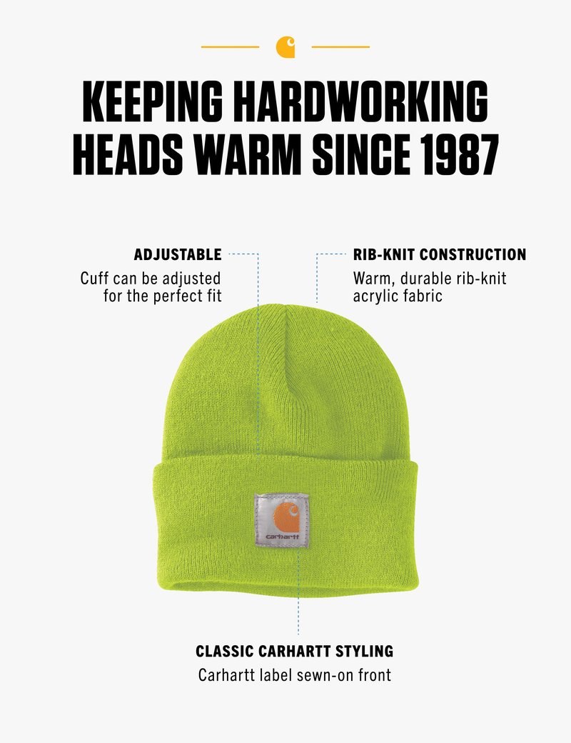 Carhartt Men's Knit Cuffed Beanie, Brite Lime, One Size