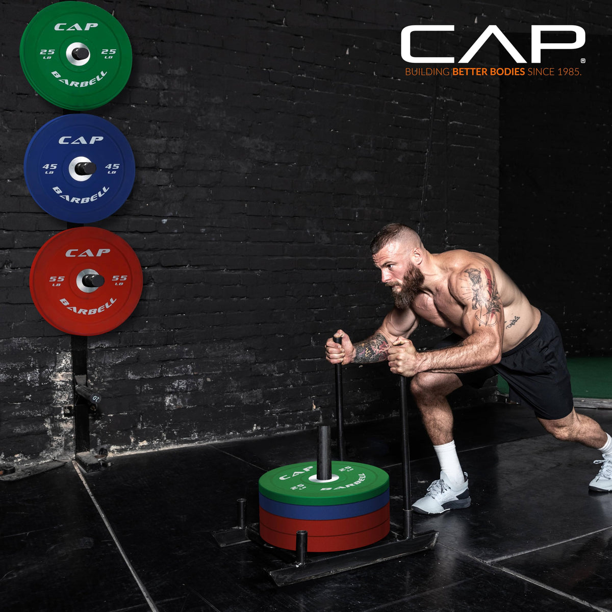 CAP 160 lb Competition Olympic Bumper Plate Set, Color-Coded 2-Inch Olympic Plates, Low Bounce Virgin Rubber Weight Plates with Steel Hub for Weightlifting, Strength Training & Home Gym Workouts