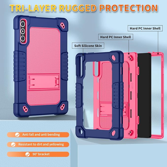 Case for KADYBE D106 Tabletfor MEIZE D106 Tablet CaseShockproof Hybrid Case with Shoulder Strap for VOZIZOV D106 Android 14/KADYBE D106/MEIZE D106/FEONAL 10.1 inch 2024 Tablet (Black)