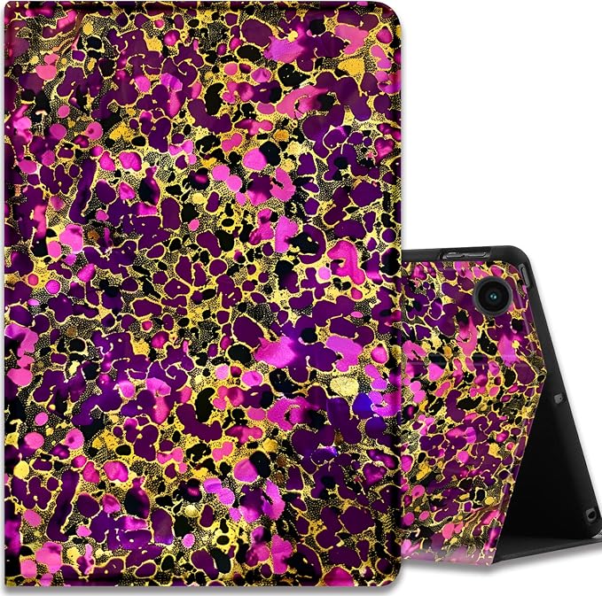 Case for Samsung Galaxy Tab A11 + Plus/A9 + Plus 11 Inch 2025/2023 Ultra-Thin Multi-Angle Protective Cover with Auto Sleep/Wake Black Cat and the Blue Flower