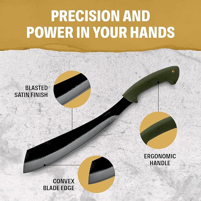 Condor Tool & Knife Bushcraft Parang Machete Knife - Heavy Duty Machete with Sheath - 1075 High Carbon Steel - High Impact Polypropylene Handle - Ballistic Nylon Sheath - 13in Blade - 22.9oz
