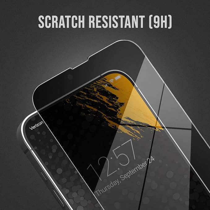 Privacy+ Screen Protector for iPhone 14 PRO (6.1) Privacy Protection Tempered Glass (Anti-Spy/Full Coverage)