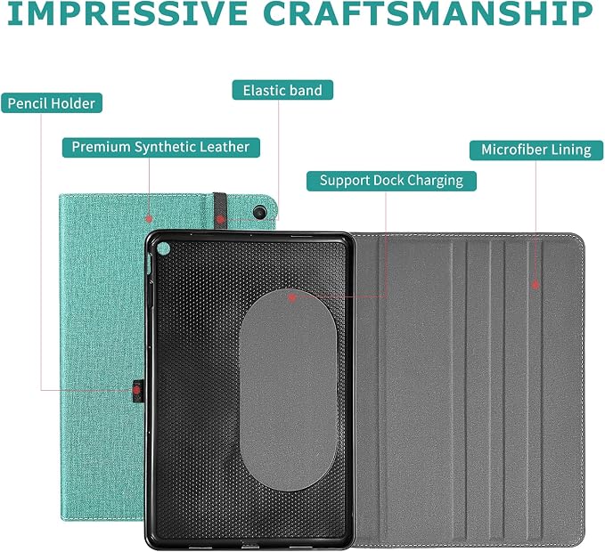 Case for Google Pixel Tablet (11-inch 2023) Multi-Angle Viewing Protective Stand Cover with Pencil Holder &amp Pocket and Protective Tape Compatible with Charging Speaker Dock Cyan